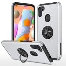 For Samsung Galaxy A11 PC + TPU Shockproof Magnetic Protective Case with Invisible Ring Holder(Silver)