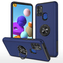 For Samsung Galaxy A21s PC + TPU Shockproof Magnetic Protective Case with Invisible Ring Holder(Blue)