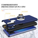 For Samsung Galaxy A21s PC + TPU Shockproof Magnetic Protective Case with Invisible Ring Holder(Blue)