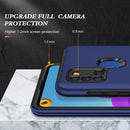 For Samsung Galaxy A21s PC + TPU Shockproof Magnetic Protective Case with Invisible Ring Holder(Blue)