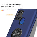 For Samsung Galaxy A21s PC + TPU Shockproof Magnetic Protective Case with Invisible Ring Holder(Blue)