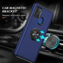 For Samsung Galaxy A21s PC + TPU Shockproof Magnetic Protective Case with Invisible Ring Holder(Blue)