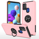 For Samsung Galaxy A21s PC + TPU Shockproof Magnetic Protective Case with Invisible Ring Holder(Rose Gold)