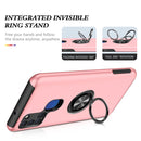 For Samsung Galaxy A21s PC + TPU Shockproof Magnetic Protective Case with Invisible Ring Holder(Rose Gold)