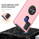 For Samsung Galaxy A21s PC + TPU Shockproof Magnetic Protective Case with Invisible Ring Holder(Rose Gold)