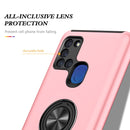 For Samsung Galaxy A21s PC + TPU Shockproof Magnetic Protective Case with Invisible Ring Holder(Rose Gold)