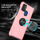 For Samsung Galaxy A21s PC + TPU Shockproof Magnetic Protective Case with Invisible Ring Holder(Rose Gold)