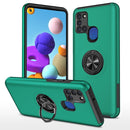 For Samsung Galaxy A21s PC + TPU Shockproof Magnetic Protective Case with Invisible Ring Holder(Dark Green)