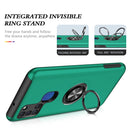 For Samsung Galaxy A21s PC + TPU Shockproof Magnetic Protective Case with Invisible Ring Holder(Dark Green)