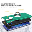 For Samsung Galaxy A21s PC + TPU Shockproof Magnetic Protective Case with Invisible Ring Holder(Dark Green)