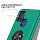 For Samsung Galaxy A21s PC + TPU Shockproof Magnetic Protective Case with Invisible Ring Holder(Dark Green)