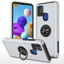 For Samsung Galaxy A21s PC + TPU Shockproof Magnetic Protective Case with Invisible Ring Holder(Silver)