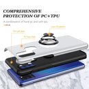For Samsung Galaxy A21s PC + TPU Shockproof Magnetic Protective Case with Invisible Ring Holder(Silver)