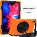For Lenovo Tab P11 TB-J606F / Pad 11 Plus 2021 Shockproof Colorful Silicone + PC Protective Case with Holder & Hand Strap & Shoulder Strap(Orange)