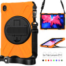 For Lenovo Tab P11 TB-J606F / Pad 11 Plus 2021 Shockproof Colorful Silicone + PC Protective Case with Holder & Hand Strap & Shoulder Strap(Orange)