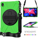 For Lenovo Tab P11 TB-J606F / Pad 11 Plus 2021 Shockproof Colorful Silicone + PC Protective Case with Holder & Hand Strap & Shoulder Strap(Green)