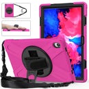 For Lenovo Tab P11 TB-J606F / Pad 11 Plus 2021 Shockproof Colorful Silicone + PC Protective Case with Holder & Hand Strap & Shoulder Strap(Rose Red)