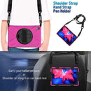For Lenovo Tab P11 TB-J606F / Pad 11 Plus 2021 Shockproof Colorful Silicone + PC Protective Case with Holder & Hand Strap & Shoulder Strap(Rose Red)