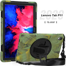 For Lenovo Tab P11 TB-J606F / Pad 11 Plus 2021 Shockproof Colorful Silicone + PC Protective Case with Holder & Hand Strap & Shoulder Strap(Camouflage)