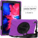 For Lenovo Tab P11 TB-J606F / Pad 11 Plus 2021 Shockproof Colorful Silicone + PC Protective Case with Holder & Hand Strap & Shoulder Strap(Purple)