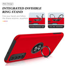 For Huawei Y7a PC + TPU Shockproof Magnetic Protective Case with Invisible Ring Holder(Red)