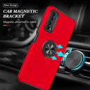 For Huawei Y7a PC + TPU Shockproof Magnetic Protective Case with Invisible Ring Holder(Red)