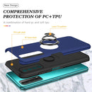 For Huawei Y7a PC + TPU Shockproof Magnetic Protective Case with Invisible Ring Holder(Blue)