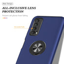 For Huawei Y7a PC + TPU Shockproof Magnetic Protective Case with Invisible Ring Holder(Blue)