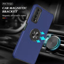 For Huawei Y7a PC + TPU Shockproof Magnetic Protective Case with Invisible Ring Holder(Blue)