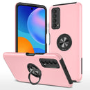For Huawei Y7a PC + TPU Shockproof Magnetic Protective Case with Invisible Ring Holder(Rose Gold)