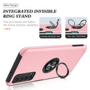 For Huawei Y7a PC + TPU Shockproof Magnetic Protective Case with Invisible Ring Holder(Rose Gold)