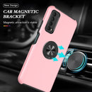 For Huawei Y7a PC + TPU Shockproof Magnetic Protective Case with Invisible Ring Holder(Rose Gold)