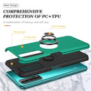 For Huawei Y7a PC + TPU Shockproof Magnetic Protective Case with Invisible Ring Holder(Dark Green)