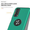 For Huawei Y7a PC + TPU Shockproof Magnetic Protective Case with Invisible Ring Holder(Dark Green)
