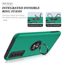 For Huawei Y7a PC + TPU Shockproof Magnetic Protective Case with Invisible Ring Holder(Dark Green)