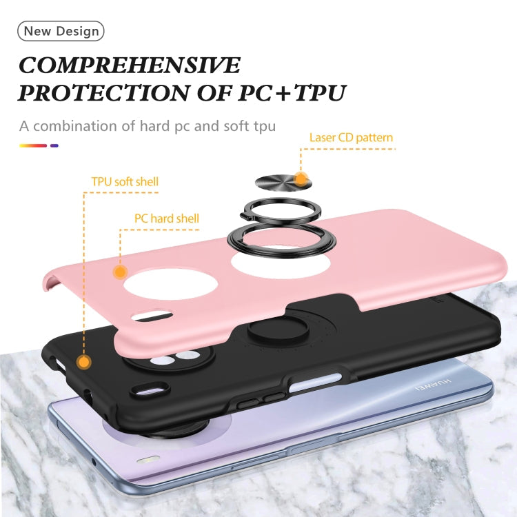 For Huawei Y9a PC + TPU Shockproof Magnetic Protective Case with Invisible Ring Holder(Rose Gold)