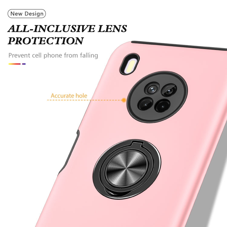 For Huawei Y9a PC + TPU Shockproof Magnetic Protective Case with Invisible Ring Holder(Rose Gold)