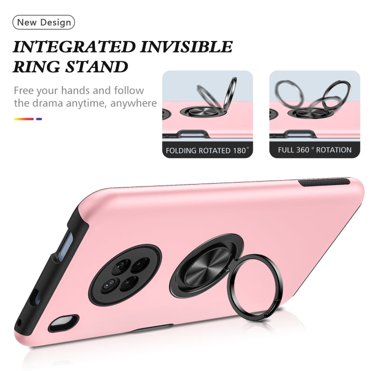 For Huawei Y9a PC + TPU Shockproof Magnetic Protective Case with Invisible Ring Holder(Rose Gold)