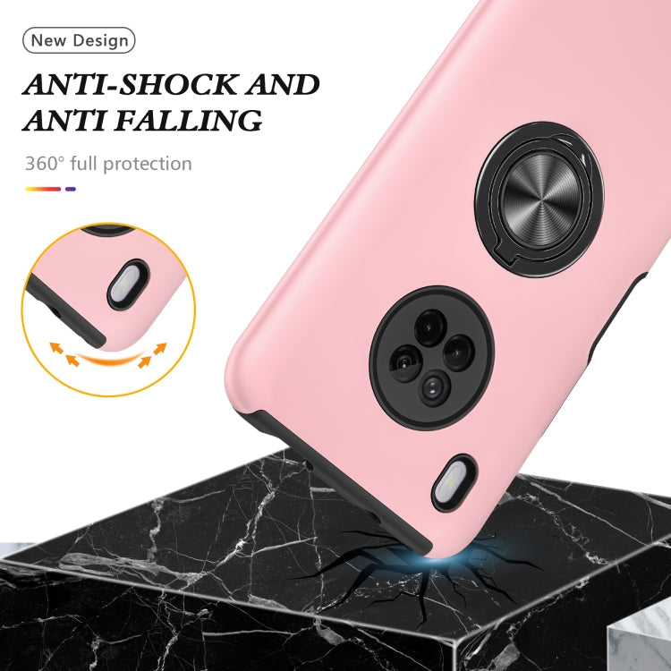 For Huawei Y9a PC + TPU Shockproof Magnetic Protective Case with Invisible Ring Holder(Rose Gold)