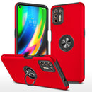 For Motorola Moto G9 Plus PC + TPU Shockproof Magnetic Protective Case with Invisible Ring Holder(Red)
