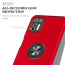 For Motorola Moto G9 Plus PC + TPU Shockproof Magnetic Protective Case with Invisible Ring Holder(Red)