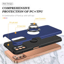 For Motorola Moto G9 Plus PC + TPU Shockproof Magnetic Protective Case with Invisible Ring Holder(Blue)