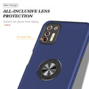 For Motorola Moto G9 Plus PC + TPU Shockproof Magnetic Protective Case with Invisible Ring Holder(Blue)