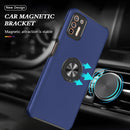 For Motorola Moto G9 Plus PC + TPU Shockproof Magnetic Protective Case with Invisible Ring Holder(Blue)
