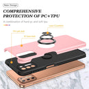 For Motorola Moto G9 Plus PC + TPU Shockproof Magnetic Protective Case with Invisible Ring Holder(Rose Gold)