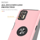 For Motorola Moto G9 Plus PC + TPU Shockproof Magnetic Protective Case with Invisible Ring Holder(Rose Gold)