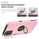 For Motorola Moto G9 Plus PC + TPU Shockproof Magnetic Protective Case with Invisible Ring Holder(Rose Gold)