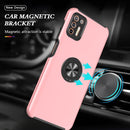 For Motorola Moto G9 Plus PC + TPU Shockproof Magnetic Protective Case with Invisible Ring Holder(Rose Gold)