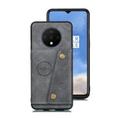 For OnePlus 7T Shockproof Magnetic PU + TPU Protective Case with Card Slots(Grey)