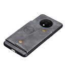 For OnePlus 7T Shockproof Magnetic PU + TPU Protective Case with Card Slots(Grey)